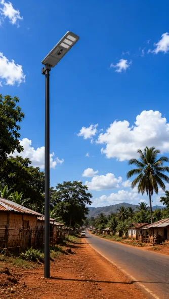 Solar street lights in the Republic of Congo